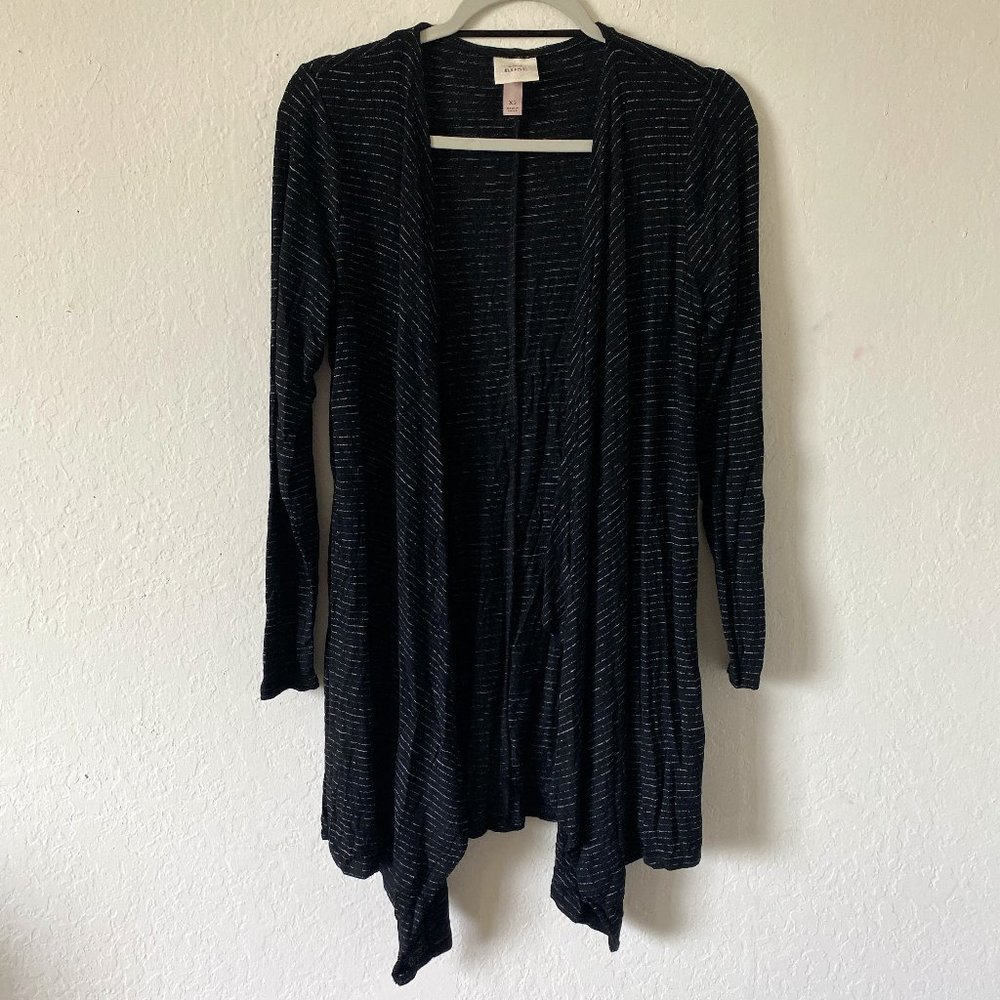 Knox Rose Womens Cardigan Stripe Long Sleeve Size XS Black Open Casual Drape Top